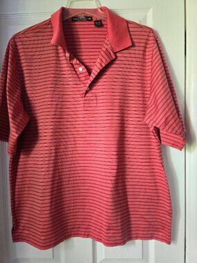 Carnoustie Men’s XL Coral Striped Mercerized Cotton Polo Shirt